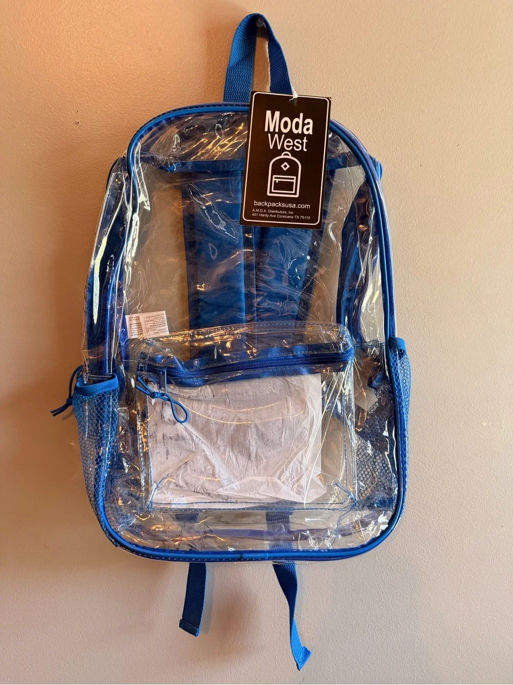 Clear Blue PVC Backpack for boys